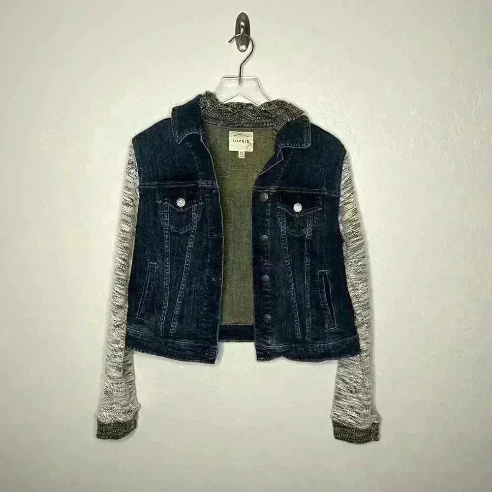Torrid Denim Hooded Knit Long Sleeve Jacket 00 Med/Large